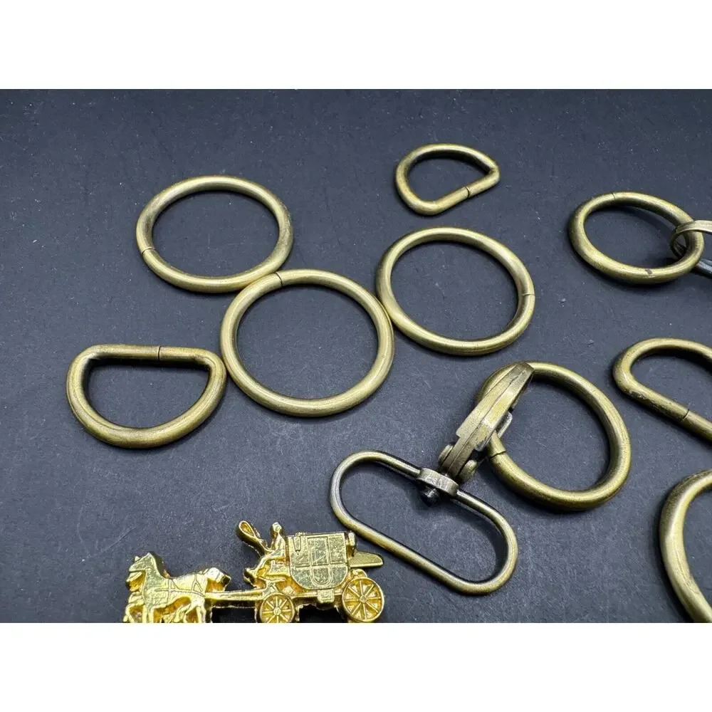 Coach Replacement Metal Brass Swivel Snap Hooks D Rings Lobster Claw Lot of 13